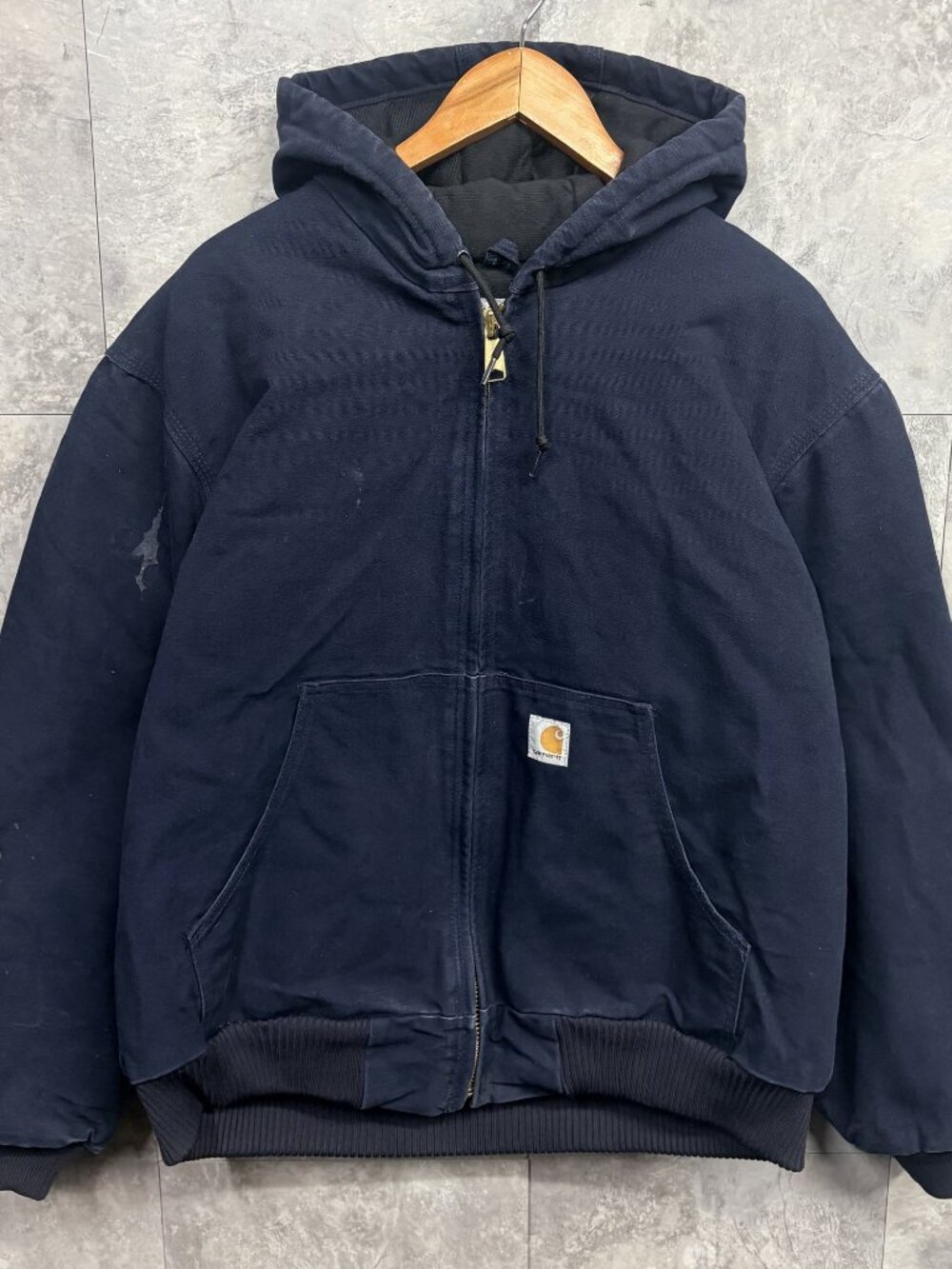 Carhartt J140 Active Jacket Men's L Navy Blue Quilted Flannel USA Made